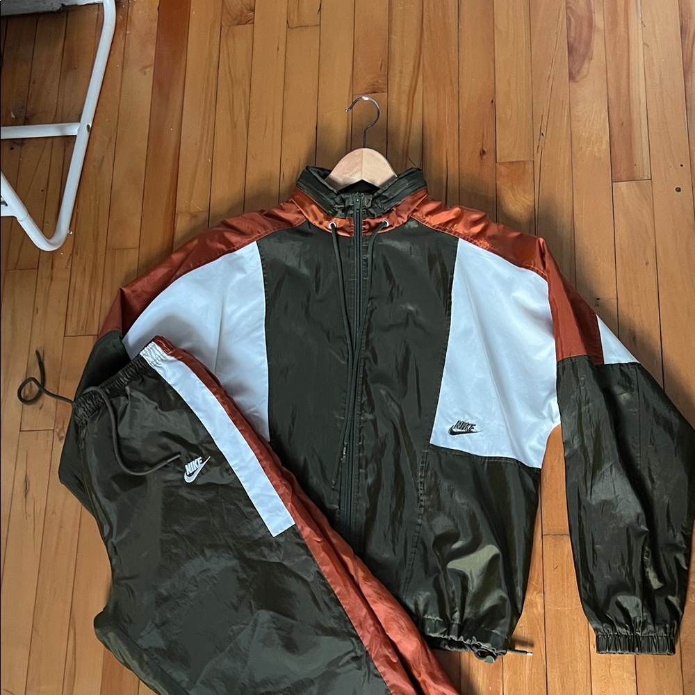 Nike Green, orange and cream Tracksuit (jacket M, pants L)